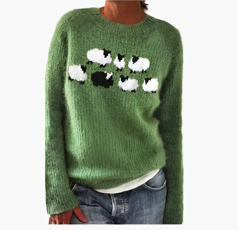 Damen Retro-Strickpullover im Vintage-Stil – Bequemer Herbstpullover mit buntem Muster