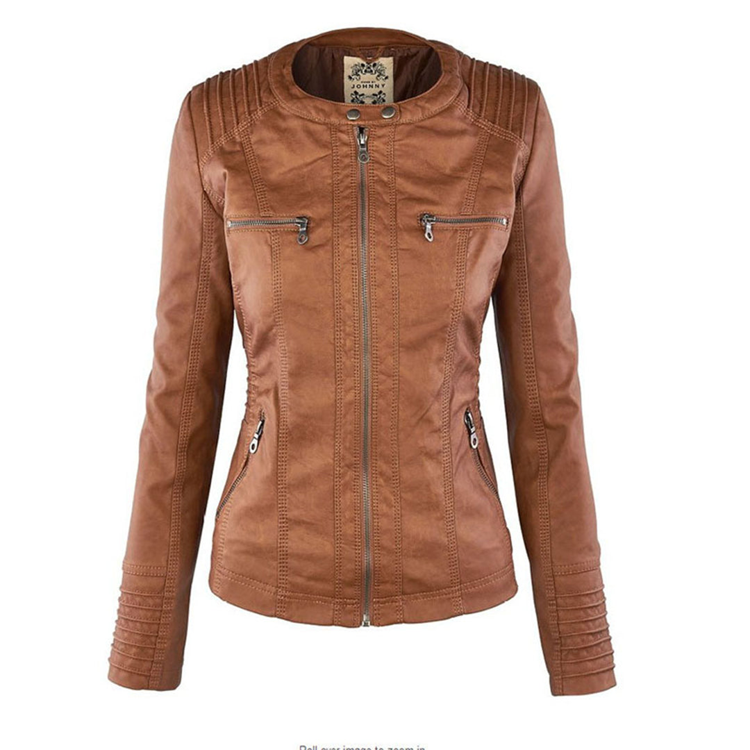 Damen veganem Lederjacke mit Kapuze – Modische Übergangsjacke für Alltag und Freizeit