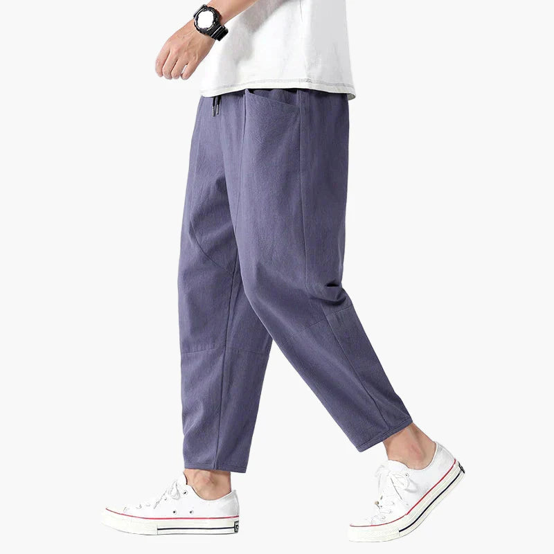 Herren Relaxed Fit Sommerhose – Cropped Leinen Style für Freizeit & Alltag