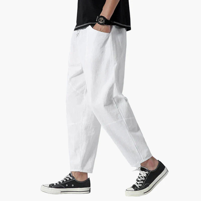 Herren Relaxed Fit Sommerhose – Cropped Leinen Style für Freizeit & Alltag