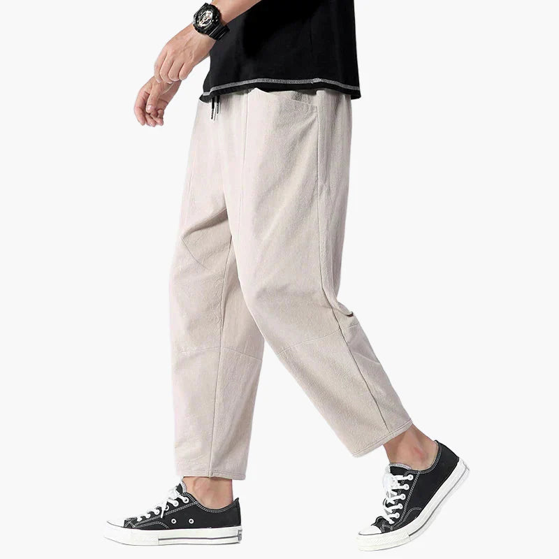 Herren Relaxed Fit Sommerhose – Cropped Leinen Style für Freizeit & Alltag