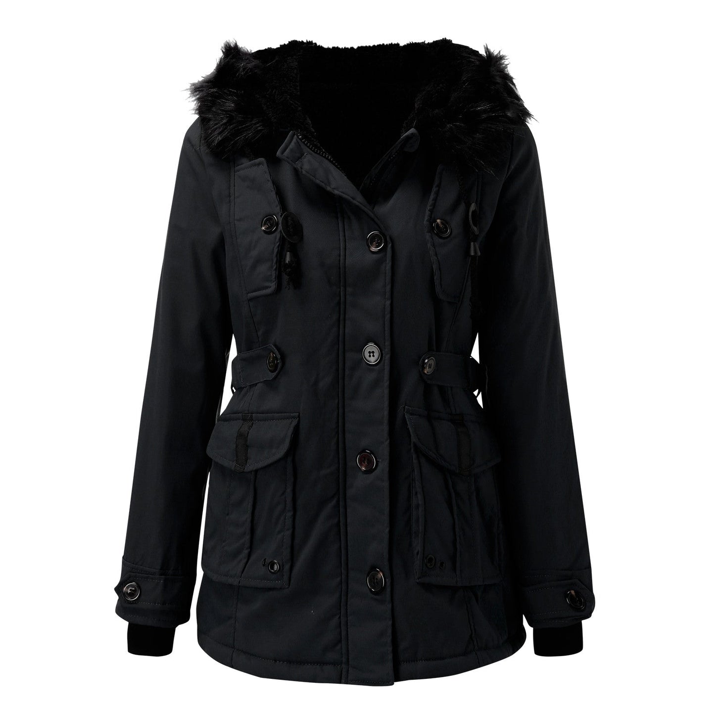 Damen Winterparka mit Kunstpelzkapuze – Eleganter Outdoor-Parka für kalte Tage