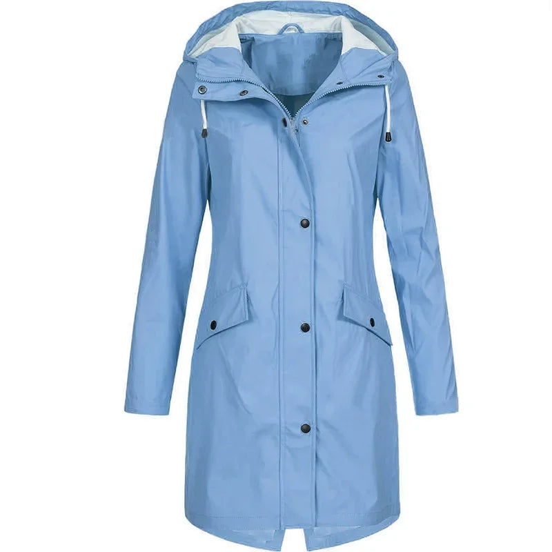 Damen Regenmantel mit Kapuze – Wasserdichte Outdoorjacke für Alltag und Freizeit