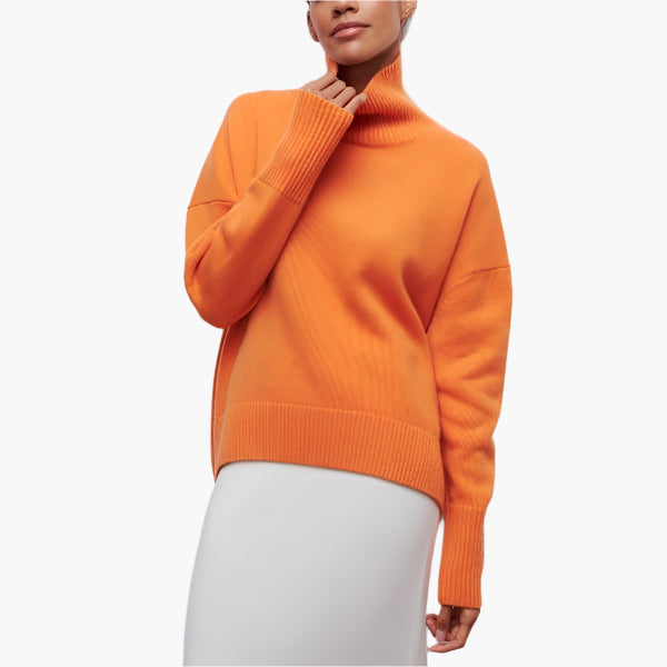 Damen Pullover mit Rollkragen und voluminösen Ärmeln – Eleganter Freizeit-Strickpullover