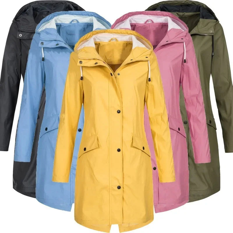 Damen Regenmantel mit Kapuze – Wasserdichte Outdoorjacke für Alltag und Freizeit