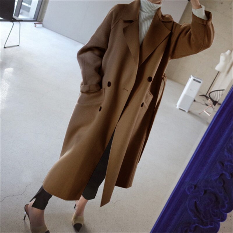 Damen Eleganter Winter-Mantel – Klassischer langer Veganwollmantel für stilvolle Outfits