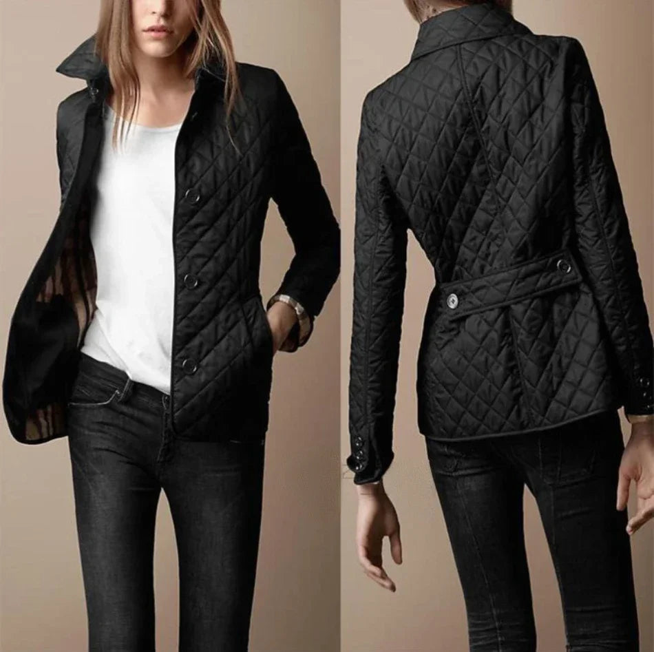 Damen Steppjacke im klassischen Rautenmuster – Eleganter Übergangsjacke für Alltag und Büro
