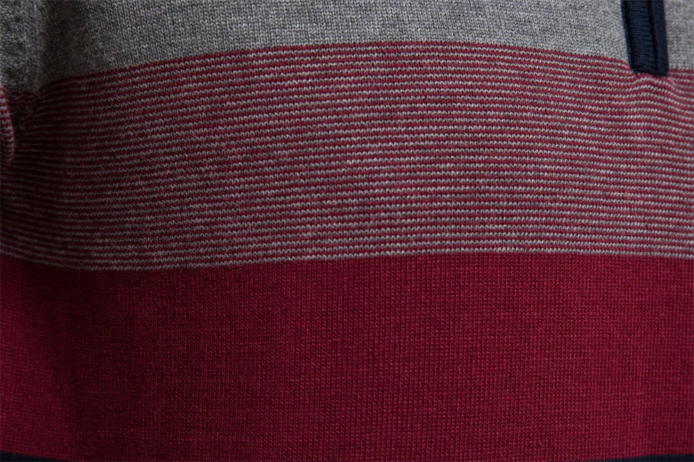 Herren Strickpullover mit Reißverschluss – Modernes Streifendesign für Freizeit und Büro