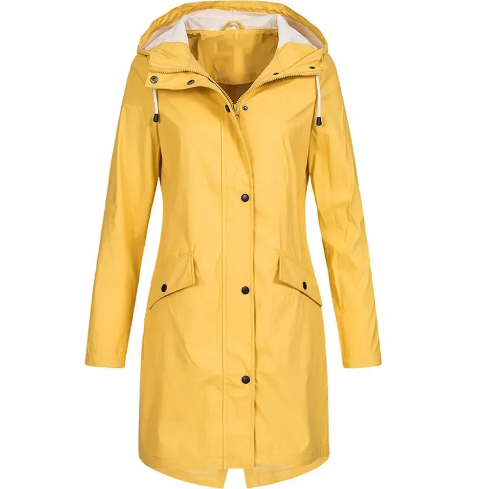Damen Regenmantel mit Kapuze – Wasserdichte Outdoorjacke für Alltag und Freizeit