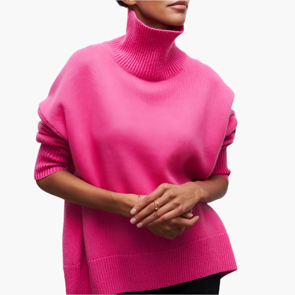 Damen Pullover mit Rollkragen und voluminösen Ärmeln – Eleganter Freizeit-Strickpullover