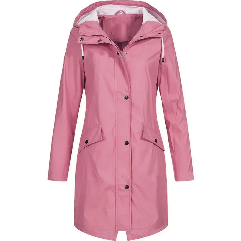 Damen Regenmantel mit Kapuze – Wasserdichte Outdoorjacke für Alltag und Freizeit