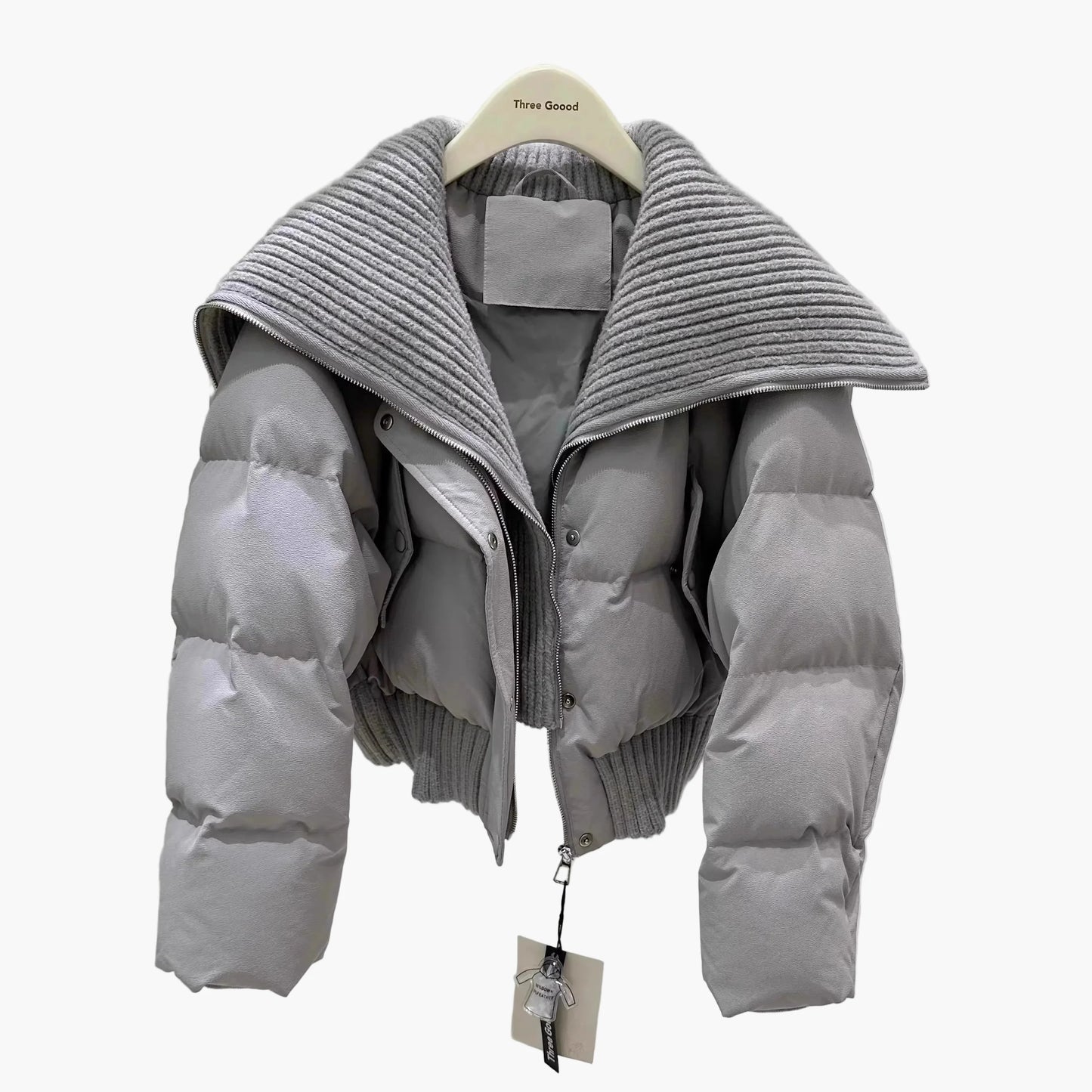 Damen Winter Steppjacke mit Oversize-Kragen – Modische Kurzjacke für Alltag und Freizeit