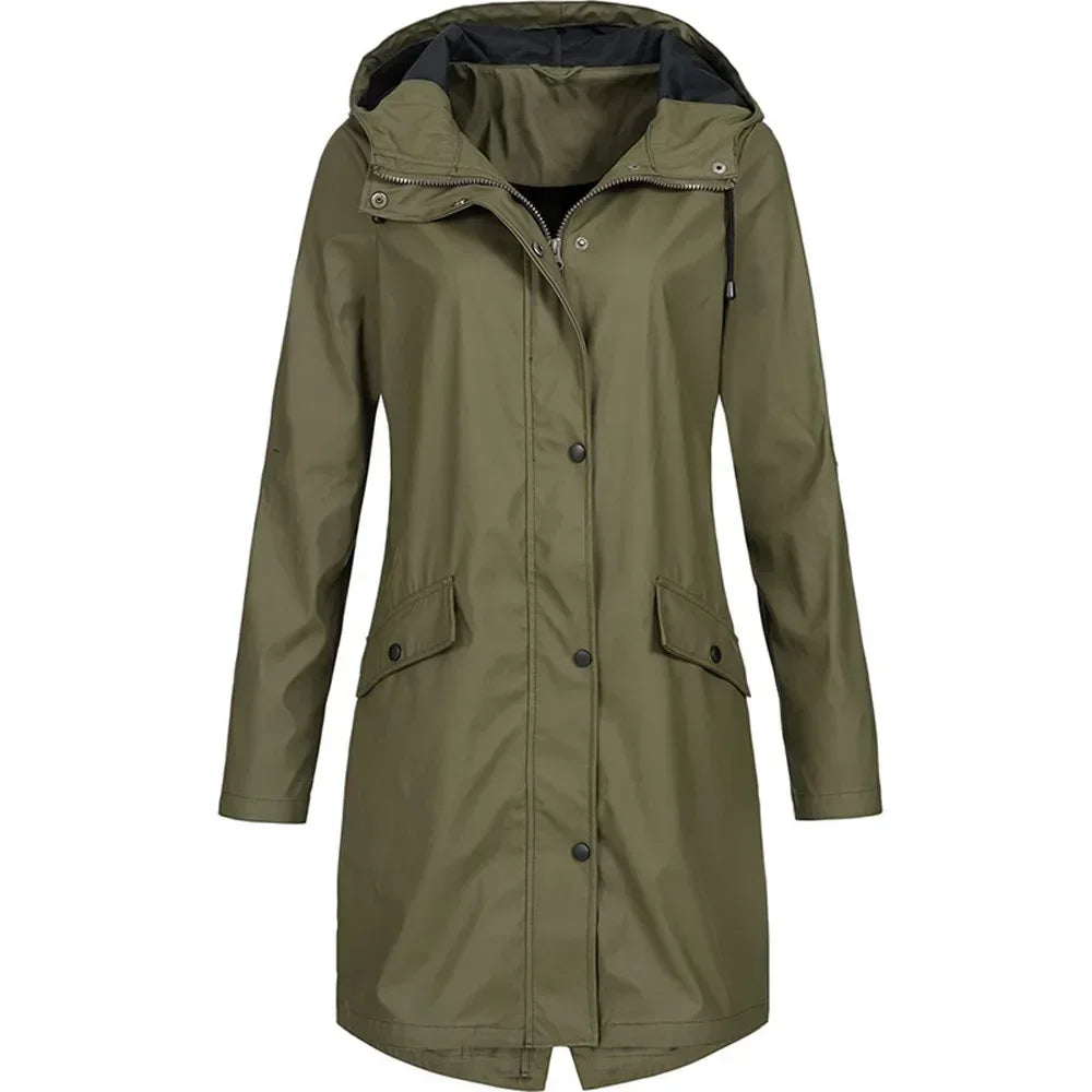 Damen Regenmantel mit Kapuze – Wasserdichte Outdoorjacke für Alltag und Freizeit