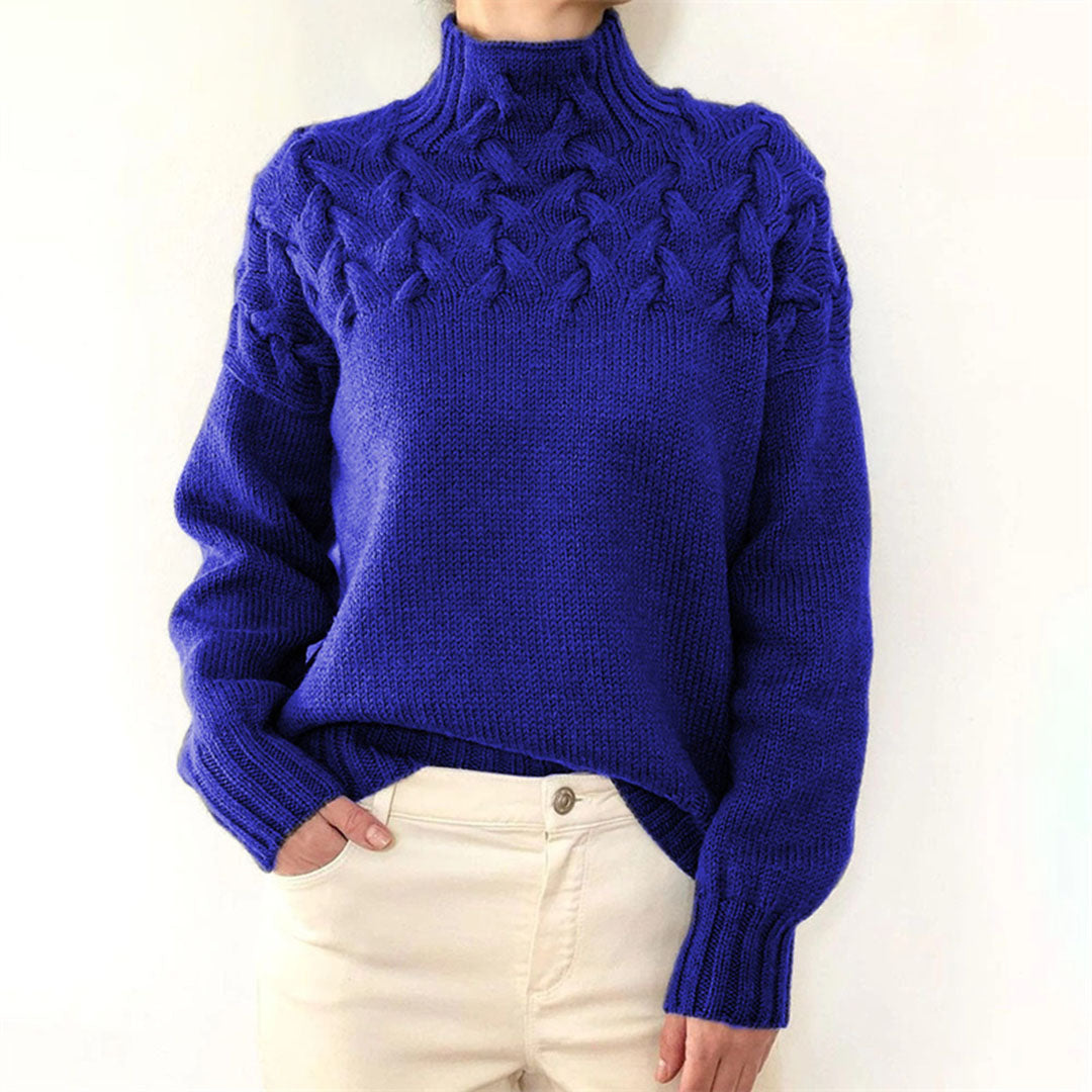 Damen Strickpullover mit Zopfmuster und Rollkragen – Modischer Winterpullover für stilvolle Outfits