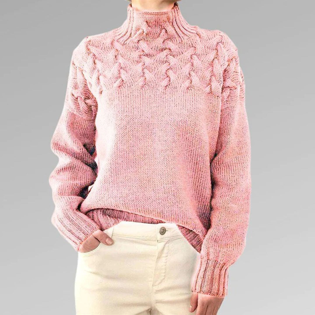 Damen Strickpullover mit Zopfmuster und Rollkragen – Modischer Winterpullover für stilvolle Outfits