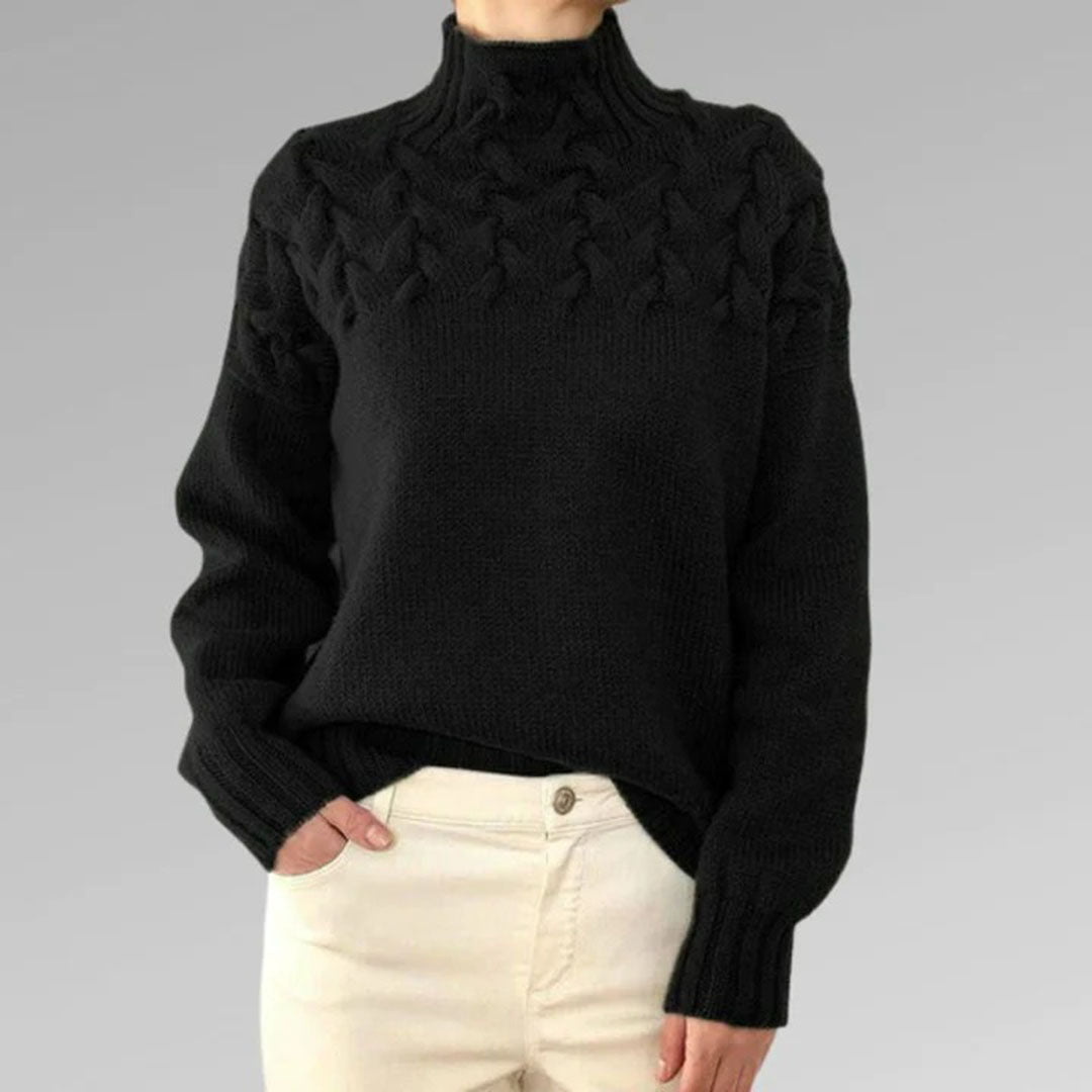 Damen Strickpullover mit Zopfmuster und Rollkragen – Modischer Winterpullover für stilvolle Outfits