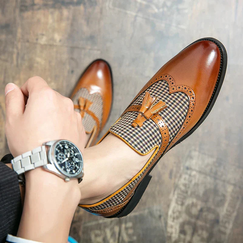 Herren-Loafer Elegant Business Freizeit Brogue Mokassin mit Quasten – Stilvolle Lederschuhe