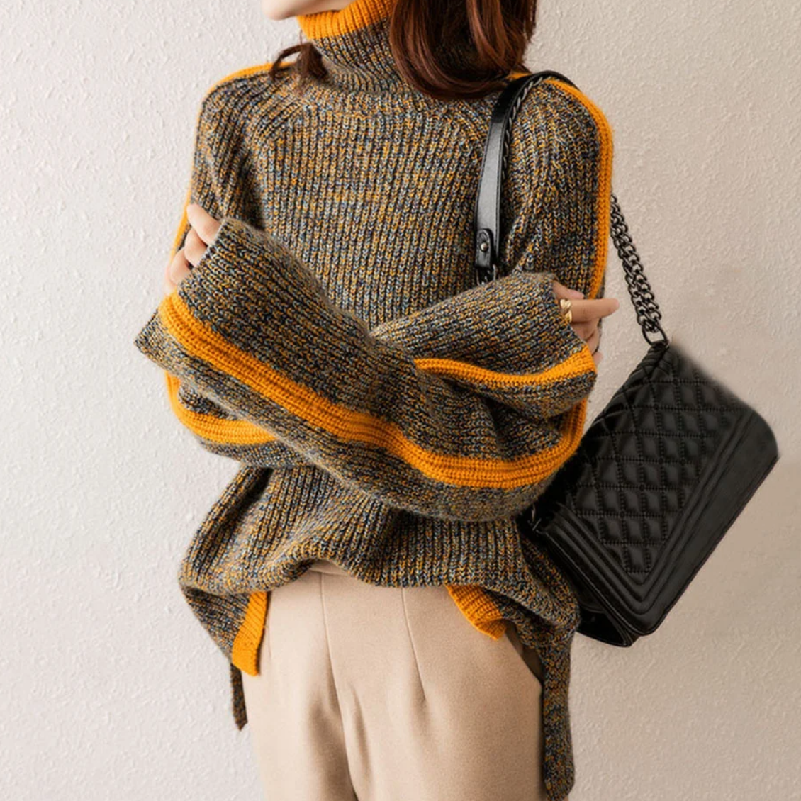 Damen Winter Strickpullover mit Rollkragen – Modischer Oversize-Pullover für stilvolle Wärme