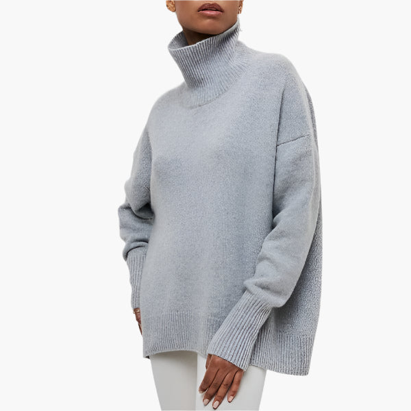 Damen Pullover mit Rollkragen und voluminösen Ärmeln – Eleganter Freizeit-Strickpullover