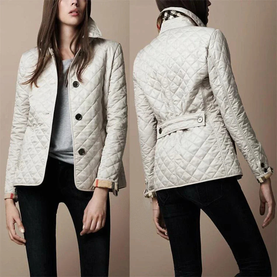 Damen Steppjacke im klassischen Rautenmuster – Eleganter Übergangsjacke für Alltag und Büro