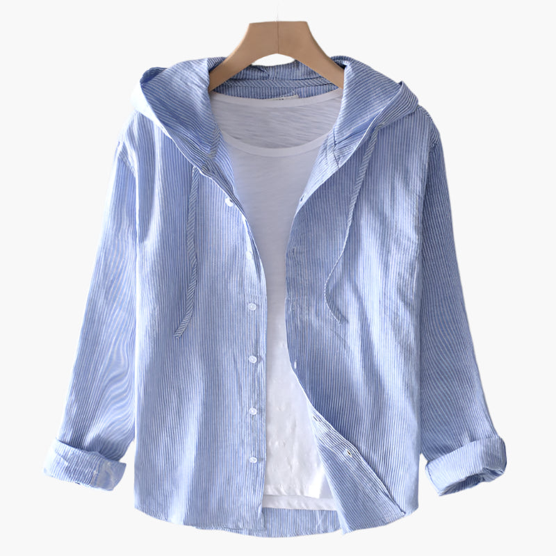 Damen Leinen-Bluse mit Kapuze – Zeitloser Casual Style für Alltag und Urlaub