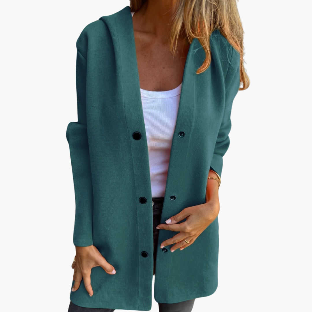 Damen Einreihige Casual Kapuzenjacke – Bequemer Alltagsstil für entspannte Momente