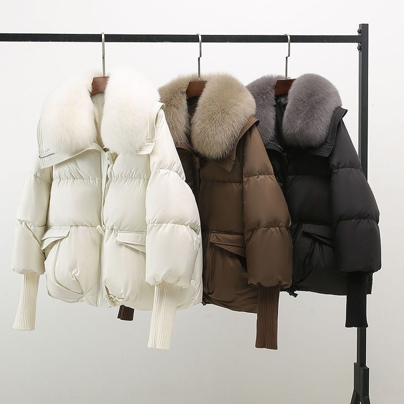 Damen Luxus Daunenjacke mit Fellkragen – Stilvolle Winterjacke für elegante Auftritte