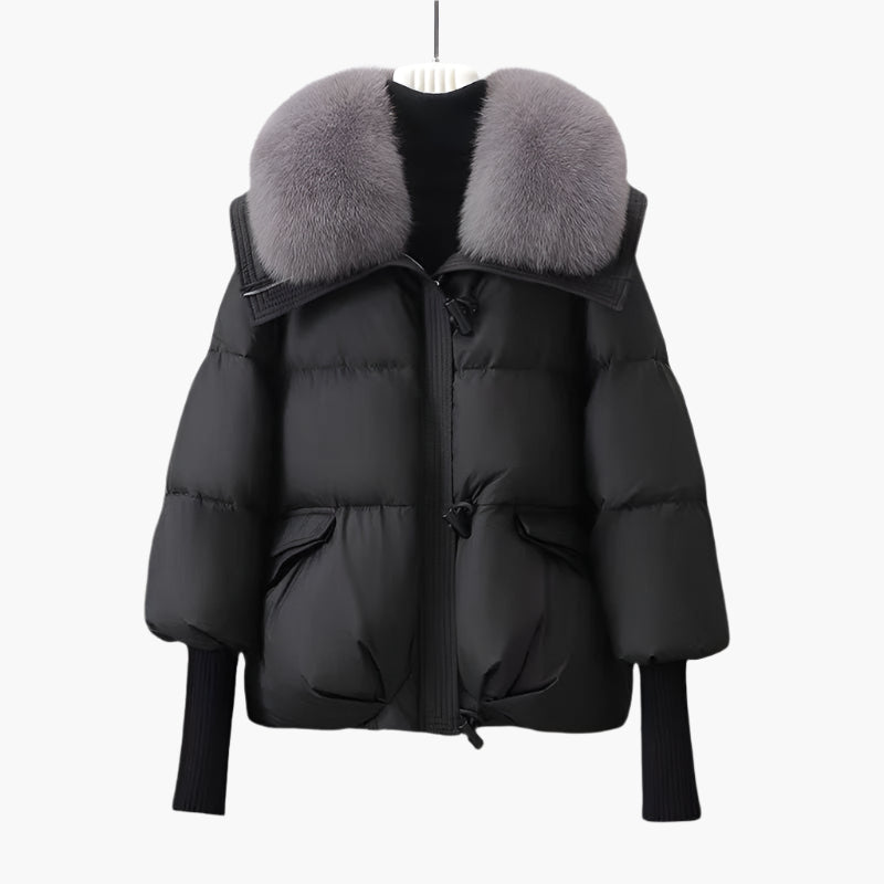 Damen Luxus Daunenjacke mit Fellkragen – Stilvolle Winterjacke für elegante Auftritte