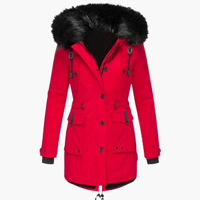 Damen Winterparka mit Kunstpelzkapuze – Eleganter Outdoor-Parka für kalte Tage