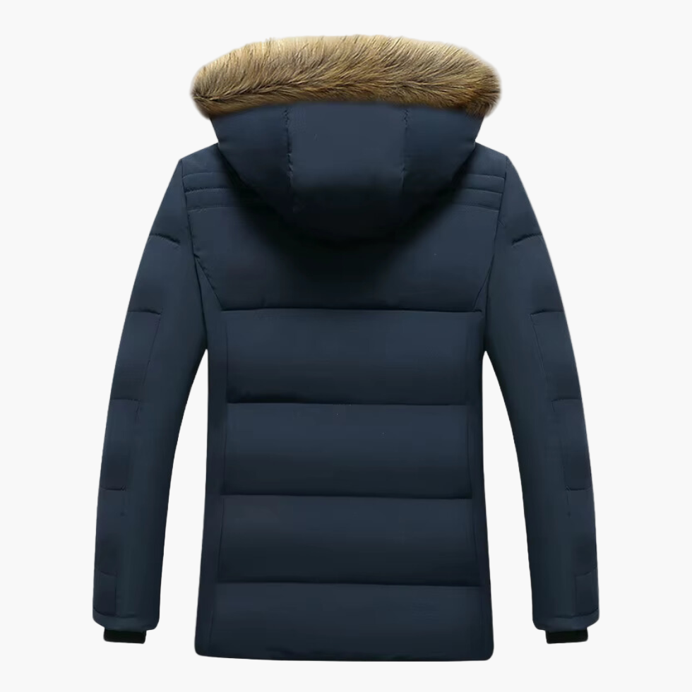 Herren Winter Parka – Wasserdichte Fleecegefütterte Jacke mit Kapuze und Kunstfellkragen für Outdoor und Alltag