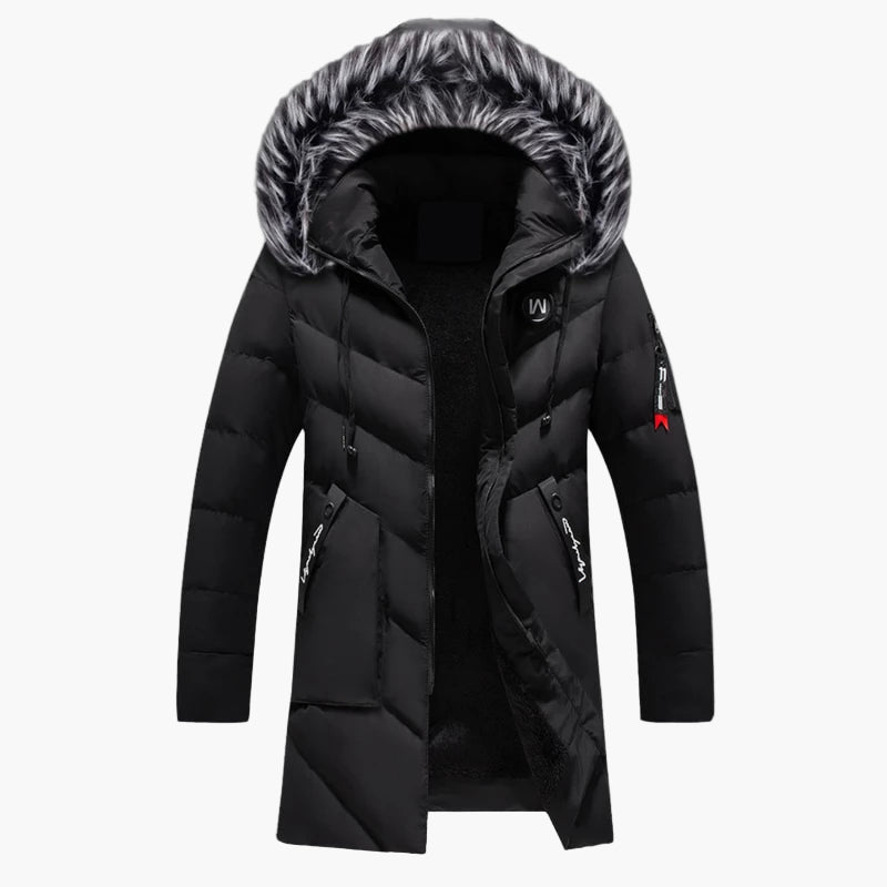 Herren Winterparka mit Kunstfellkapuze – Stilvolle lange Jacke für kalte Tage