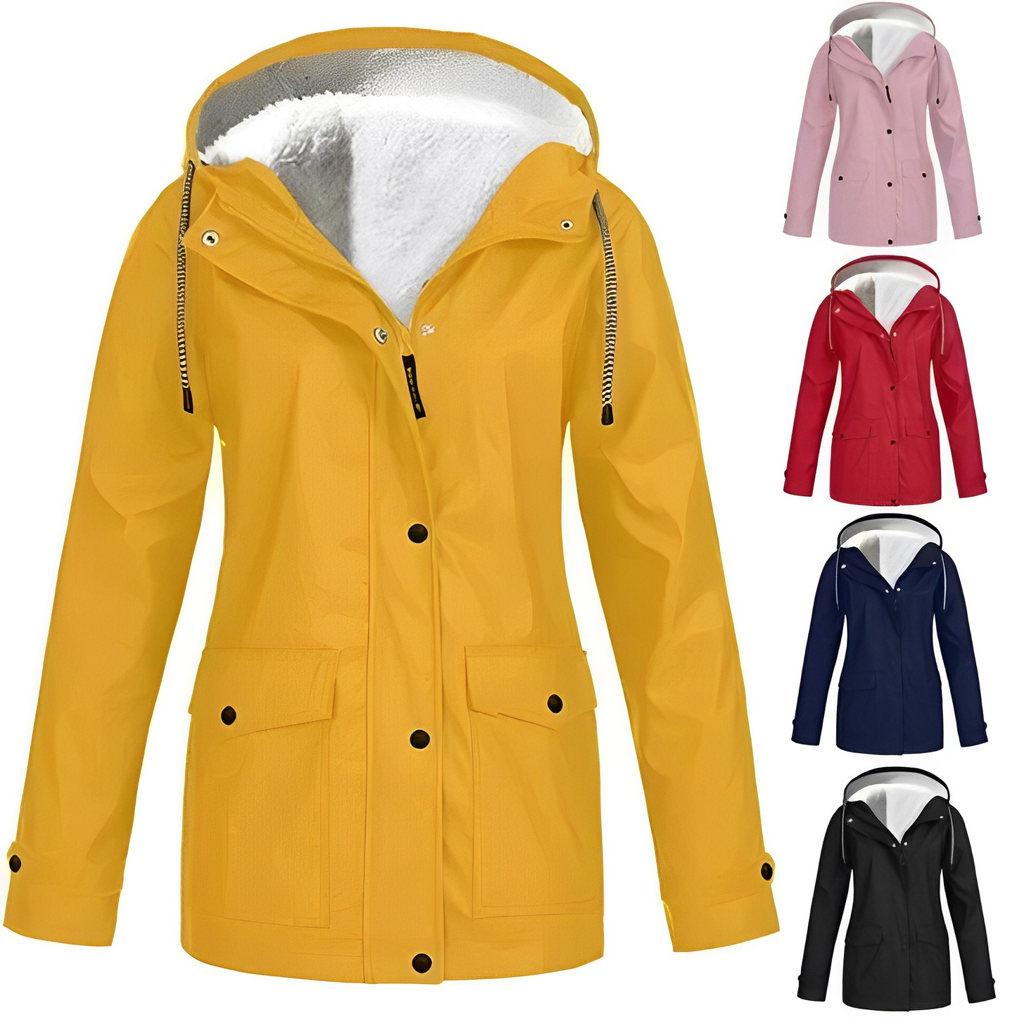 Damen Fleece Gefütterte Regenjacke für Winter Outdoor & Alltag, Winddicht Wasserdicht
