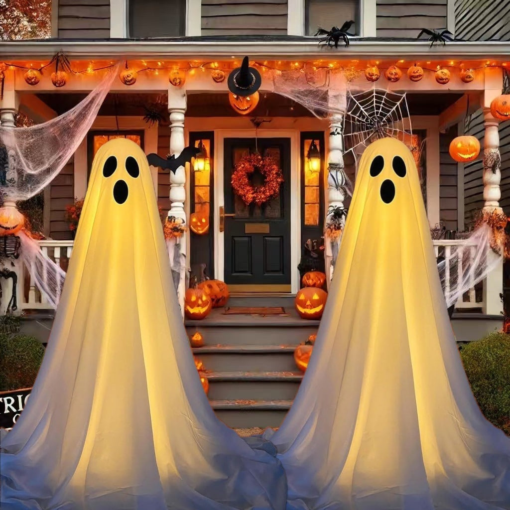 Halloween Deko Leuchtende Geister Figuren mit Hexenhut – Perfekt für Party, Haus & Garten