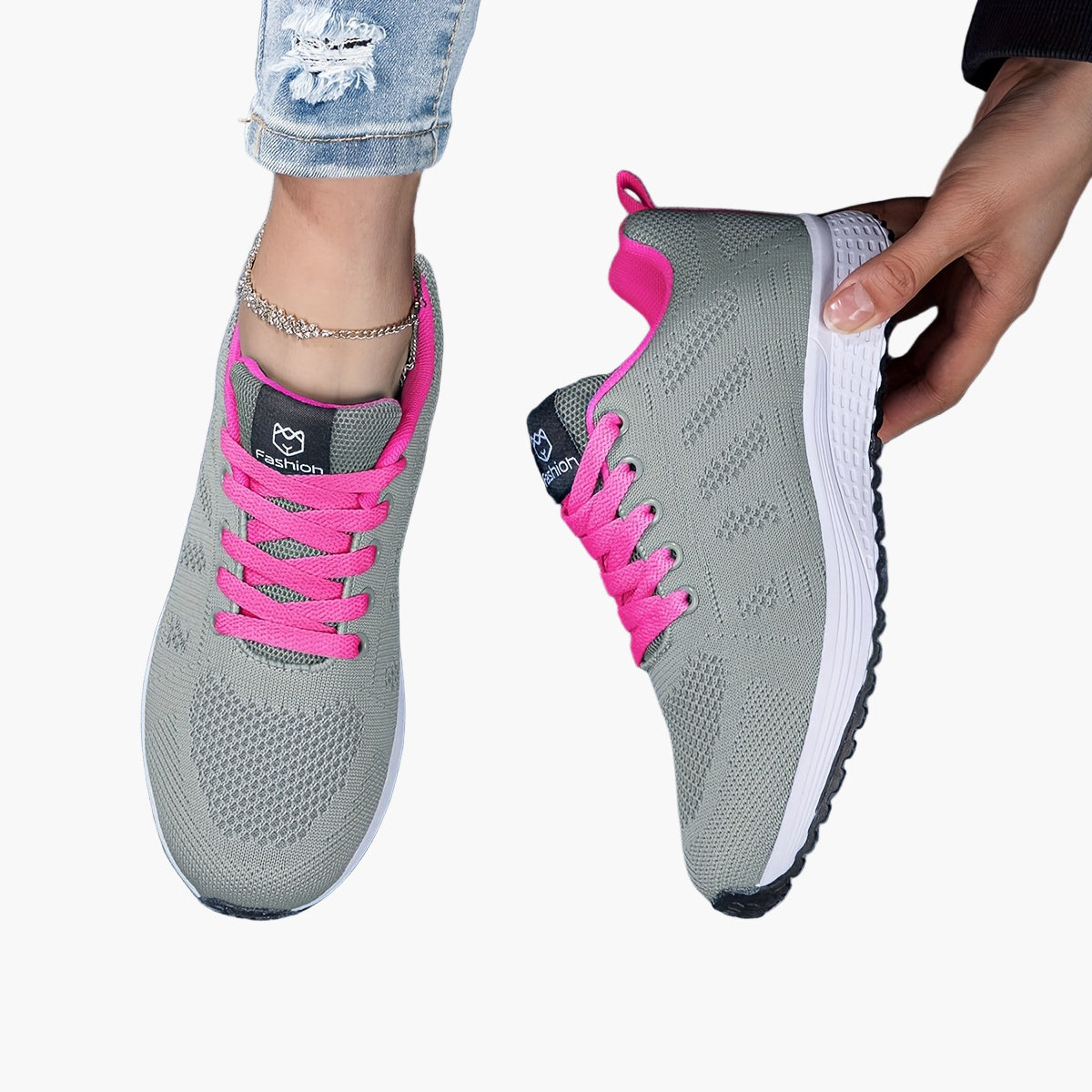 Damen Sportschuhe für Fitness und Alltag – Bequeme Sneaker mit atmungsaktivem Mesh und Schnürung