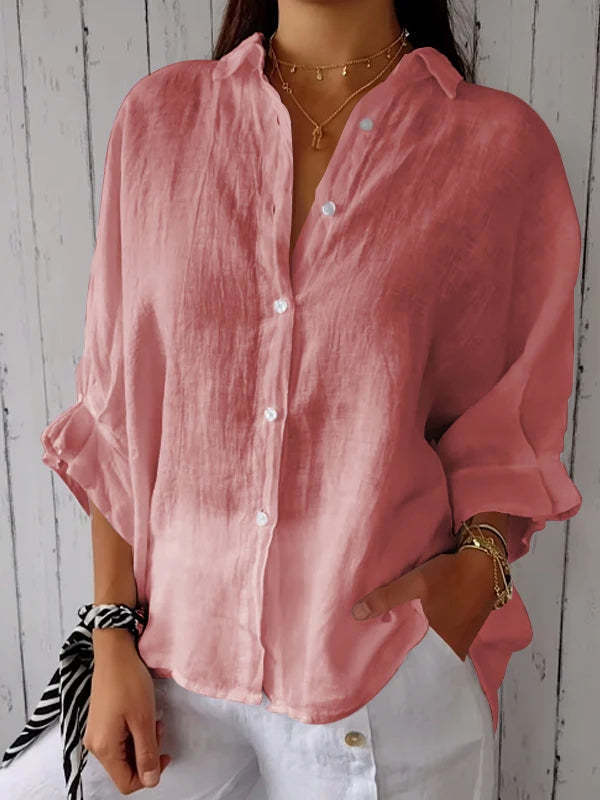 Damen Leinenbluse mit Rückenschleife – Luftiges Sommerdesign für Alltag und Urlaub