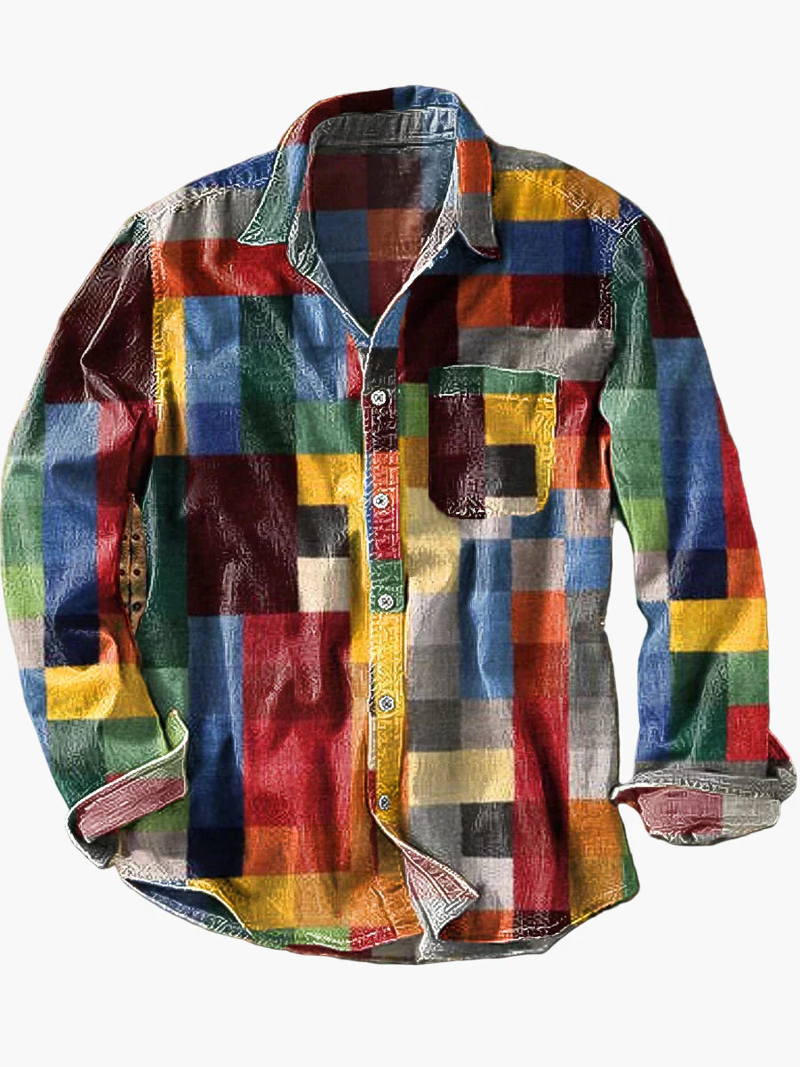 Herren Unisex Vintage Karohemd – Modernes Freizeit-Hemd im Retro-Stil für Alltag und Urlaub