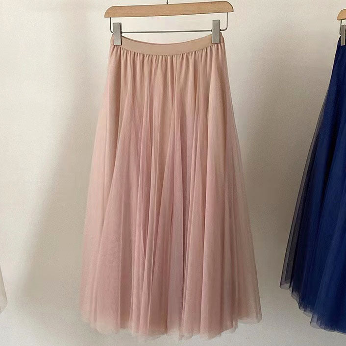 Eleganter Damen Tüllrock – langer A-Linien Maxirock mit elastischem Bund – stilvoller Tutu Mesh Skirt für Frühling und Sommer