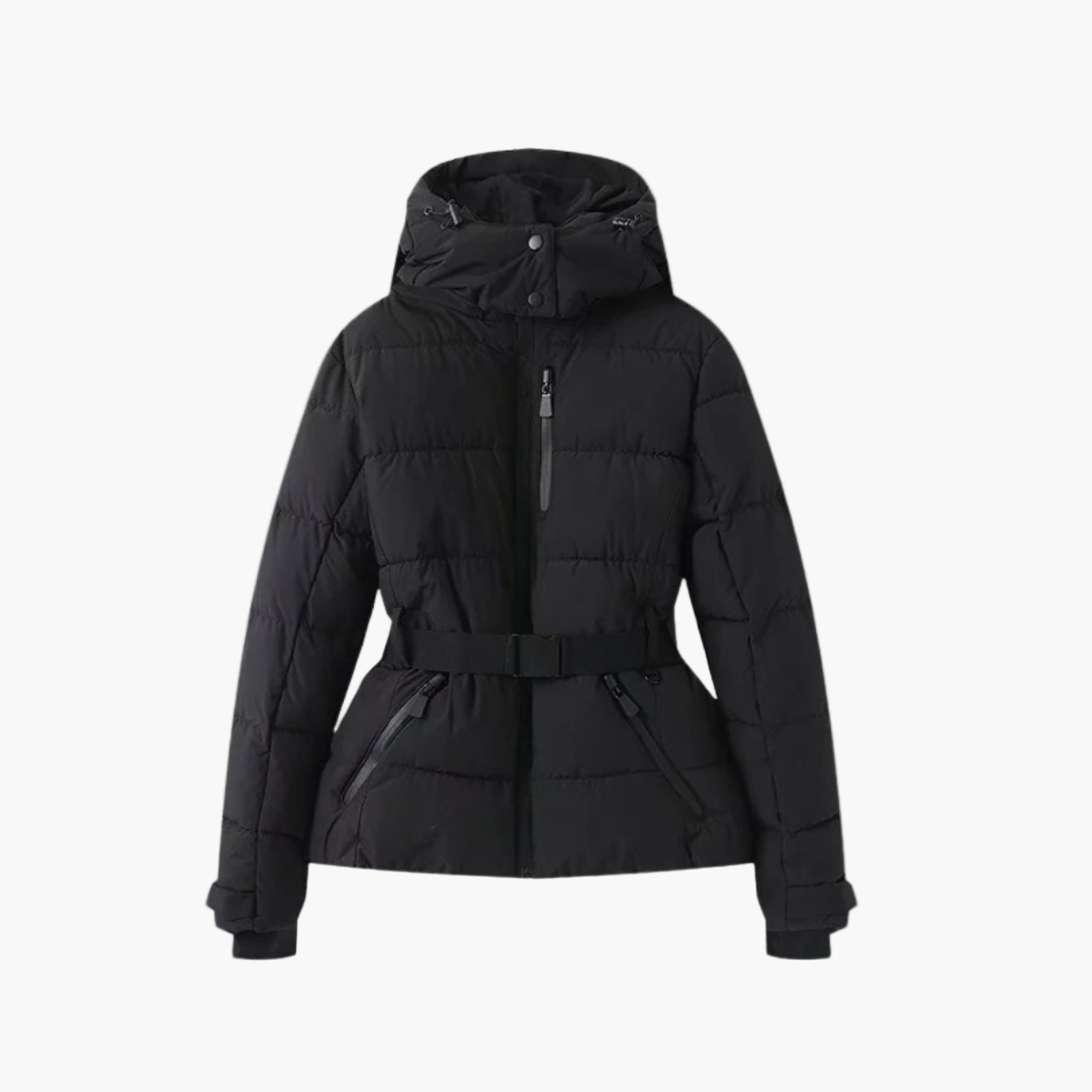 Damen Steppjacke mit Gürtel und Kapuze – Modische, Wasserabweisende Winterjacke für Alltag & Outdoor