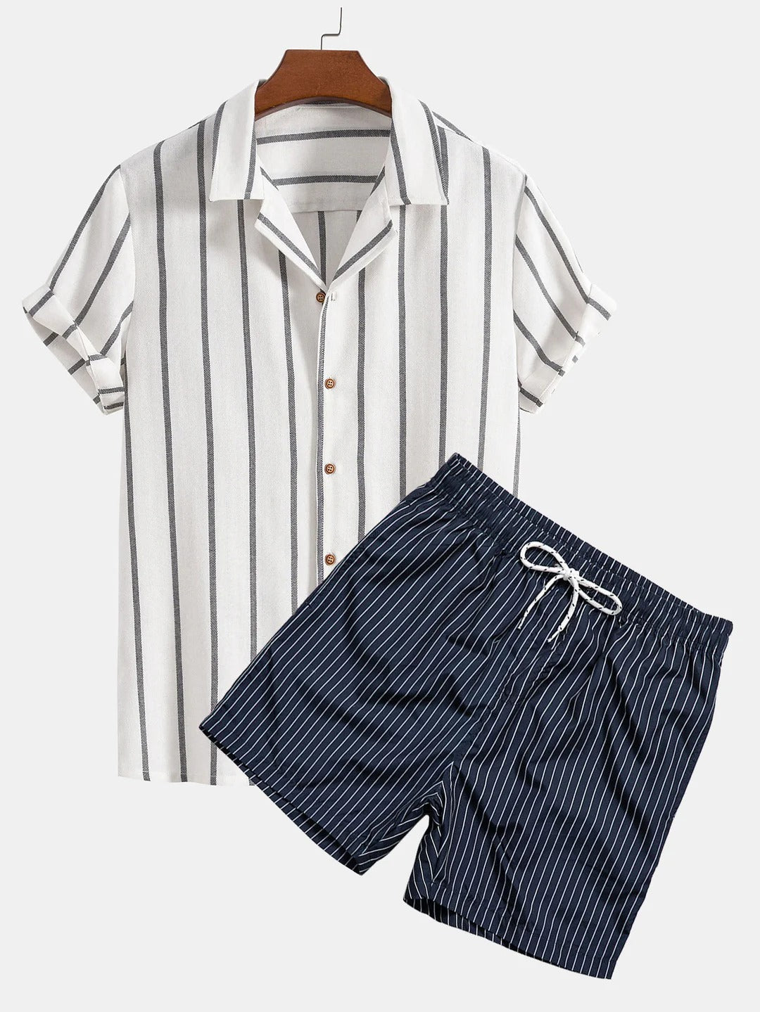 Herren Sommer Freizeit Set – Kurzarm Hemd und Shorts, Modernes Design, Ideal für Alltag & Urlaub