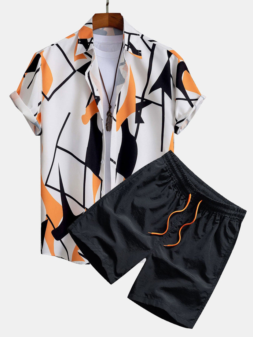 Herren Sommer Freizeit Set – Kurzarm Hemd und Shorts, Modernes Design, Ideal für Alltag & Urlaub