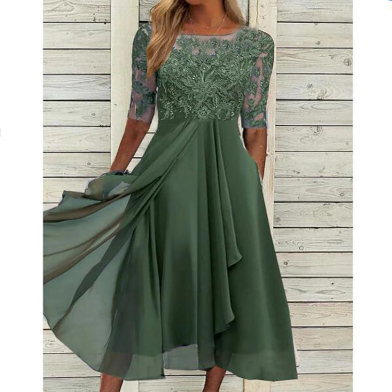 Elegantes Damen Abendkleid mit floraler Spitze