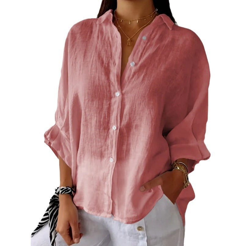 Damen Leinenbluse mit Rückenschleife – Luftiges Sommerdesign für Alltag und Urlaub