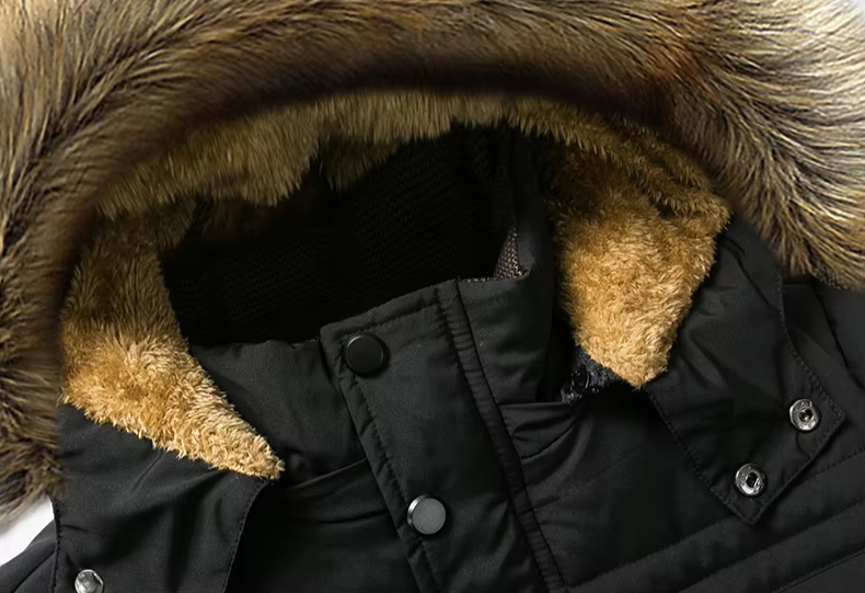 Herren Winter Parka – Wasserdichte Fleecegefütterte Jacke mit Kapuze und Kunstfellkragen für Outdoor und Alltag