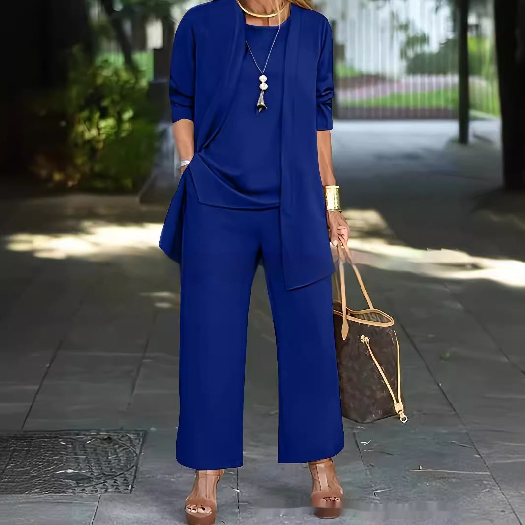 Donna – Temperament Anzug mit Weitem Bein und Ausgestelltem Cardigan