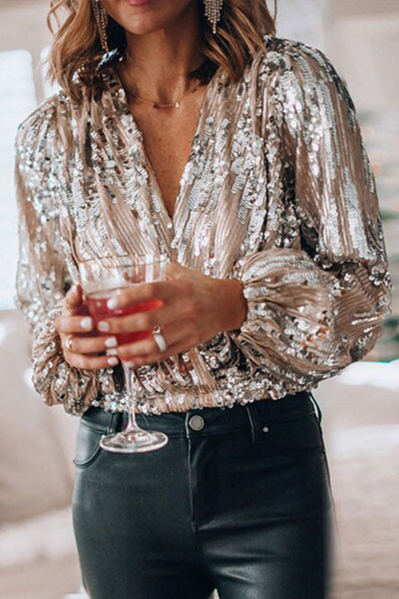 Damen Paillettentop Elegant Vintage-Stil für festliche Anlässe und Abendmode