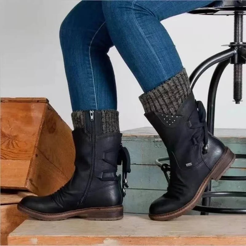 Damen Winterstiefel Vintage Stil – Warme, Bequeme und Rutschfeste Alltagsschuhe für Freizeit & Arbeit