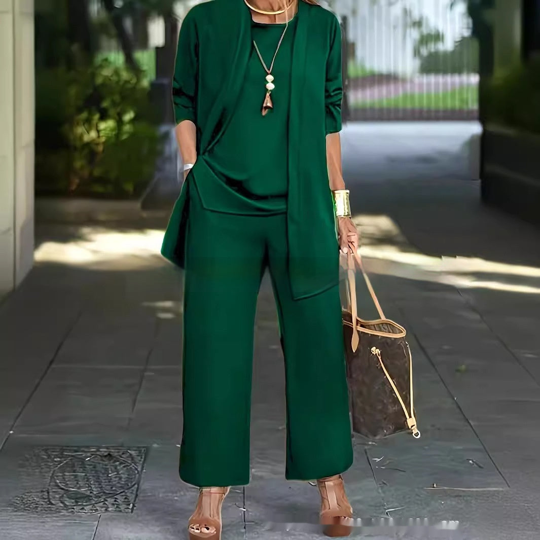 Donna – Temperament Anzug mit Weitem Bein und Ausgestelltem Cardigan