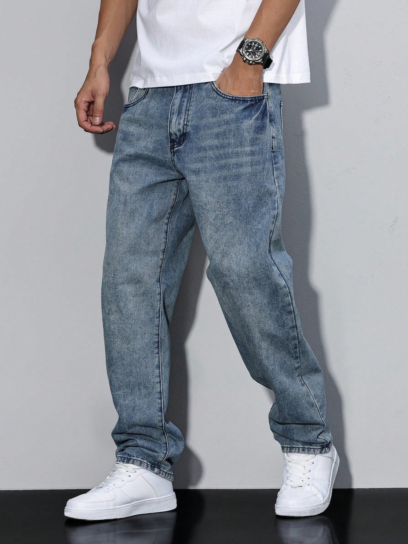 Herren Jeans Lockerer Schnitt – Bequeme Straight Fit Hose für Alltag & Freizeit
