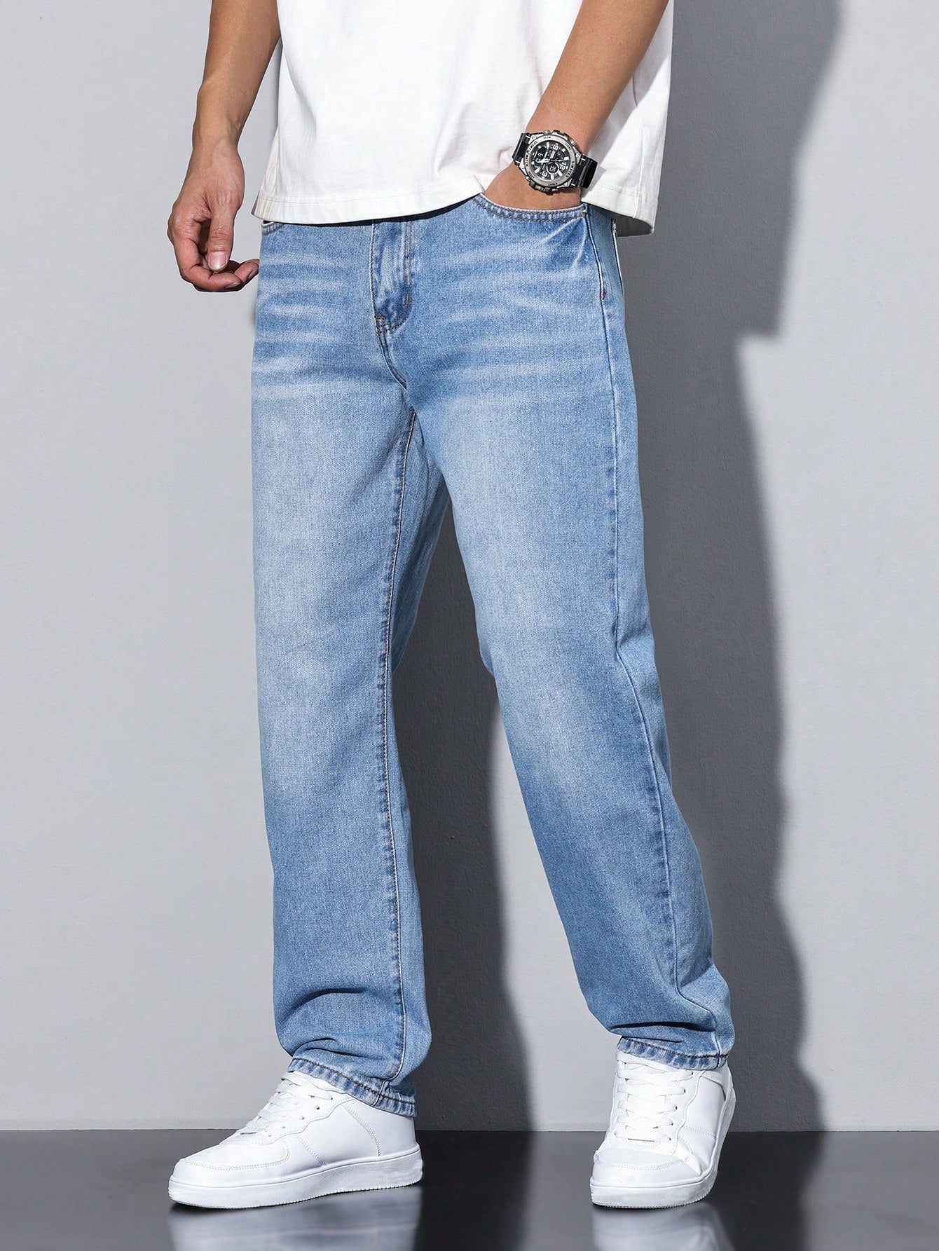 Herren Jeans Lockerer Schnitt – Bequeme Straight Fit Hose für Alltag & Freizeit