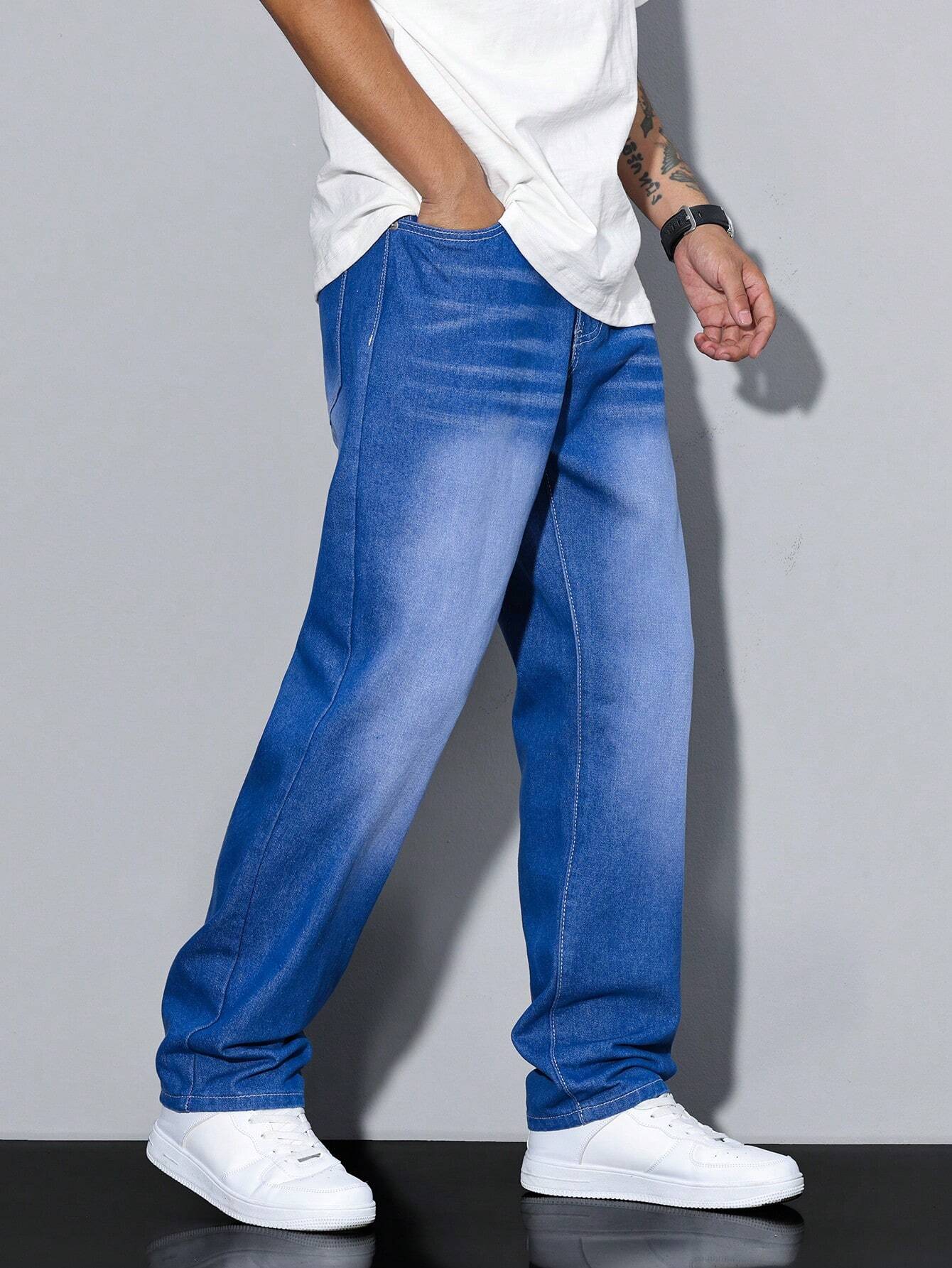 Herren Jeans Lockerer Schnitt – Bequeme Straight Fit Hose für Alltag & Freizeit